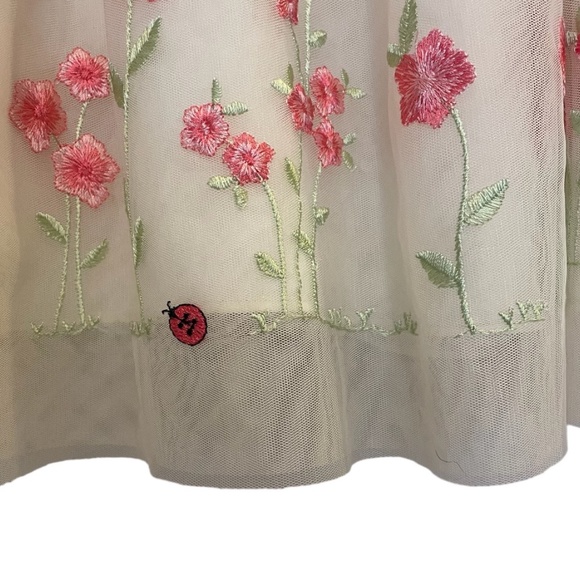 Jona Michelle Girl’s Sleeveless Dress Size 12 Yellow with Embroidered Flowers - Picture 3 of 12